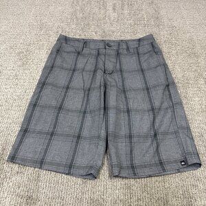 Quiksilver Shorts Gray Plaid Pockets Size 30 Men's